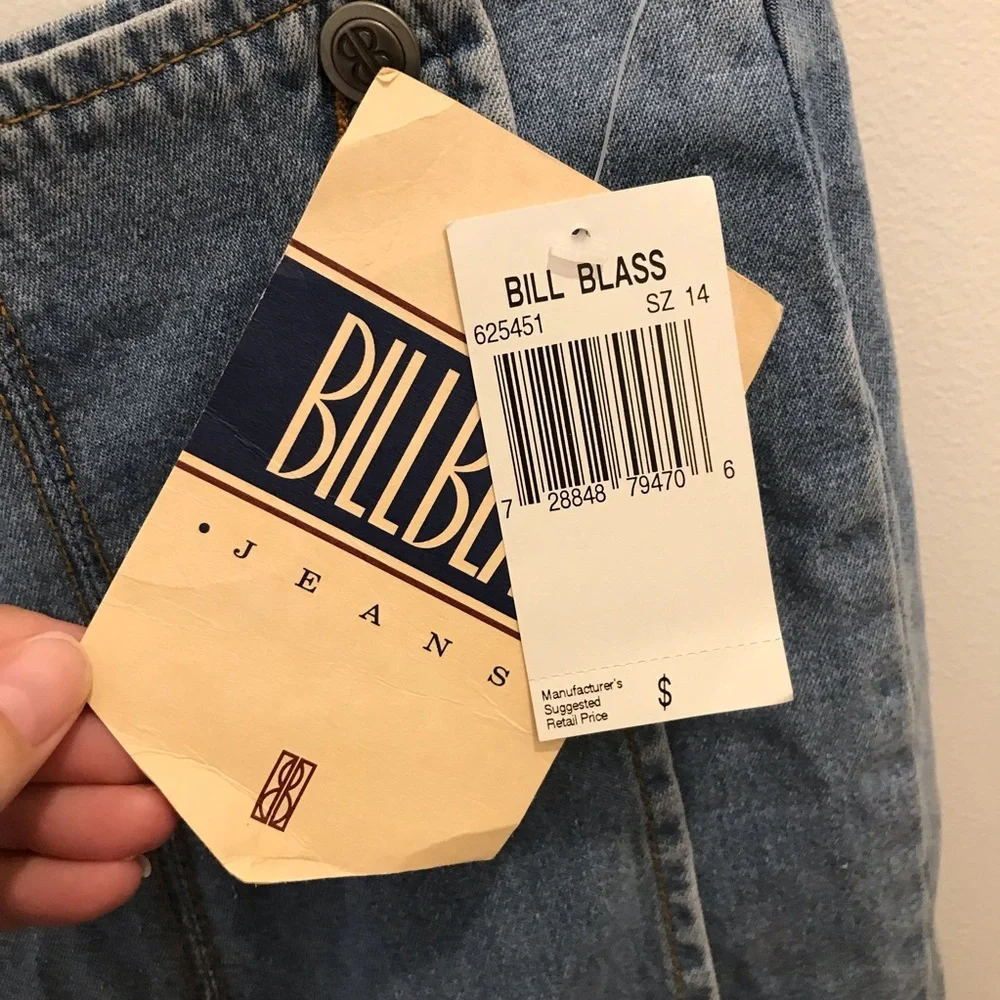 NWT Vintage Bill Blass Denim Skort 14 blue light wash cotton